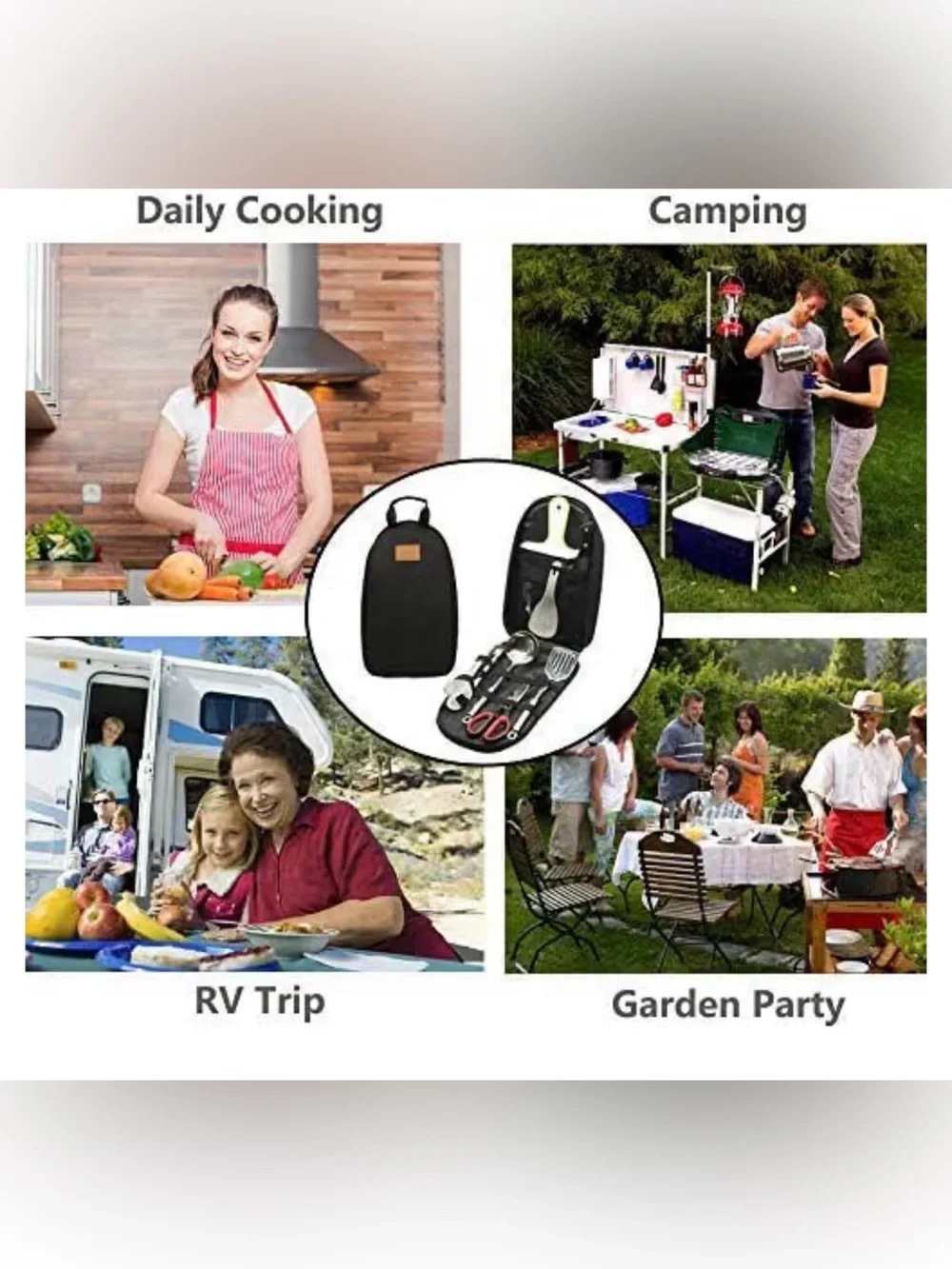 Camp Kitchen Utensil Organizer Travel Set Portable BBQ Camping Cookware